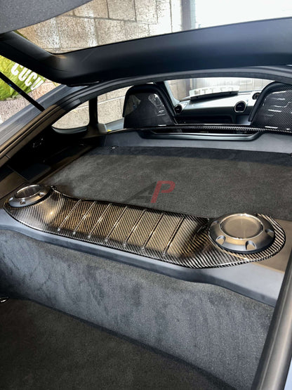 Cayman Carbon Engine Cover – Porsche 981/718 Carbon Engine Lid & Rear Bulkhead Brace Bar