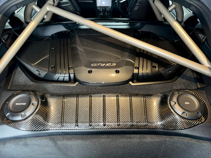 Cayman Carbon Engine Cover – Porsche 981/718 Carbon Engine Lid & Rear Bulkhead Brace Bar