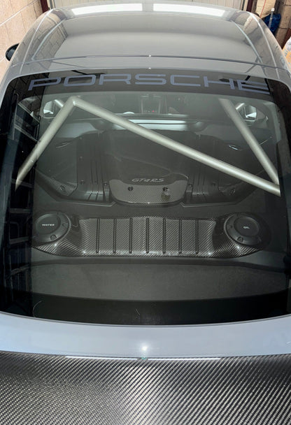 Cayman Carbon Engine Cover – Porsche 981/718 Carbon Engine Lid & Rear Bulkhead Brace Bar