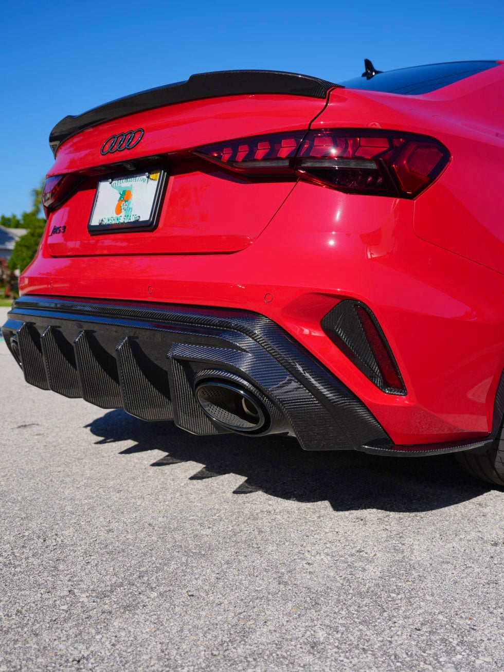 AUDI RS3 8Y GEN 2 - CARBON REAR DIFFUSER INC SIDE ELEMENTS V2 (FL GEN 2 8.5)
