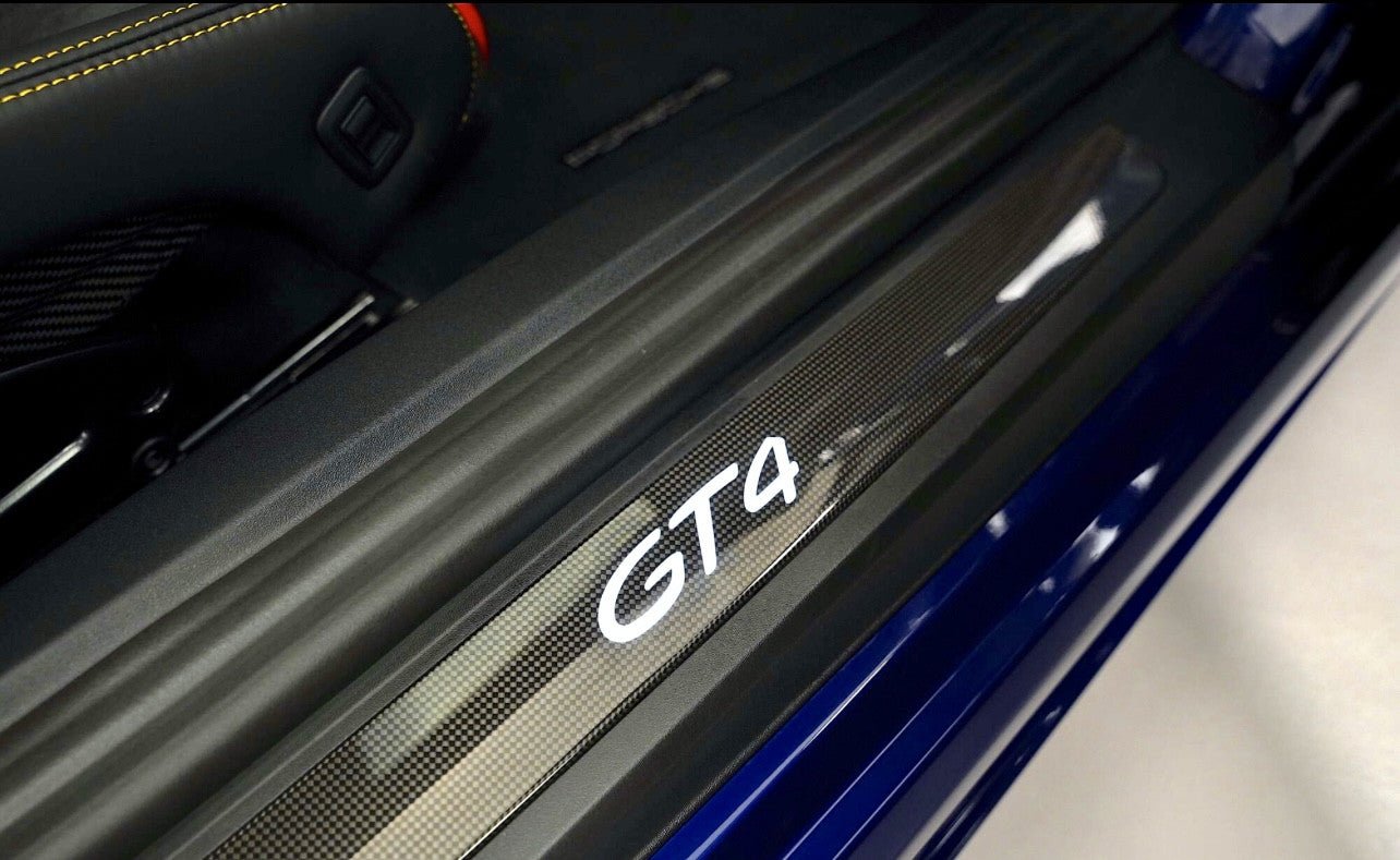 GT4 Carbon Entry Sill Guard – Porsche 718 Cayman Carbon Fiber Sill Trim Set (Original Style)