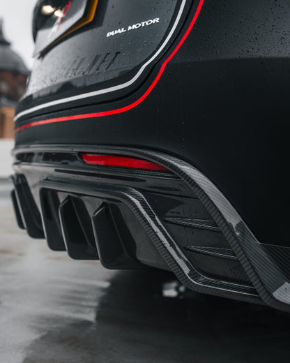 Tesla Model Y Carbon Fiber Rear Diffuser Replacement